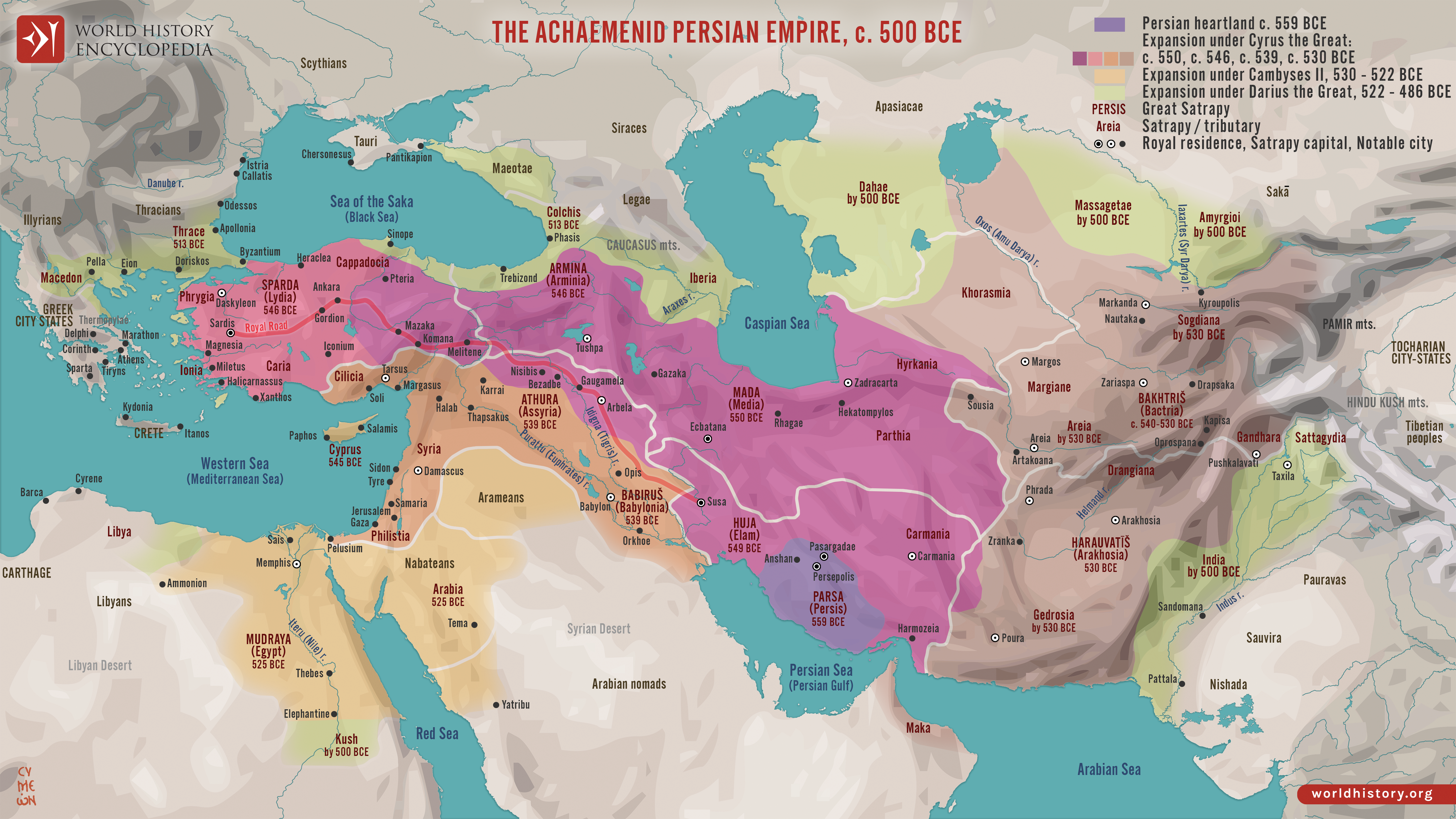 Territorial map: The Achaemenid Persian Empire, c. 500 BC