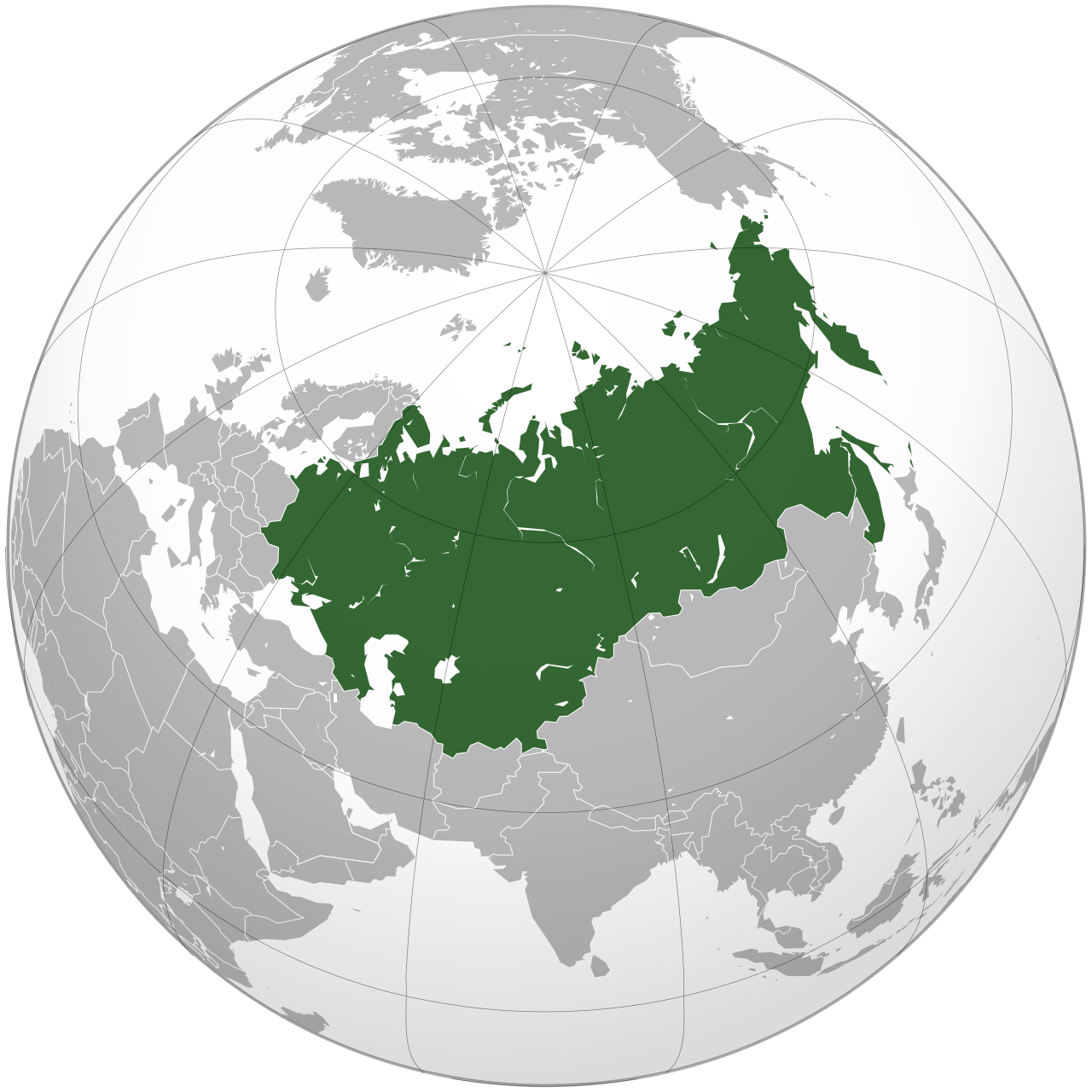 Territorial map: The Soviet Union (orthographic projection)